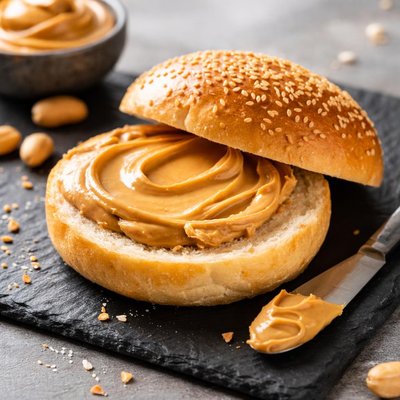 Bun with peanut butter