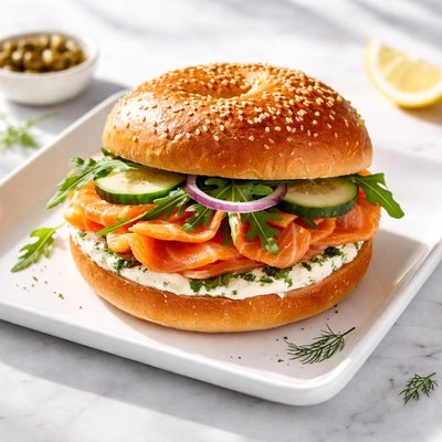 Bun with salmon