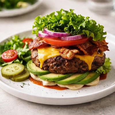 Bunless cheese burger