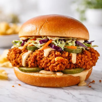 Burger authority spicy fried chicken sandwich