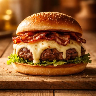 Burger boeuf raclette lard