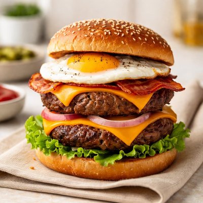 Burger double with egg