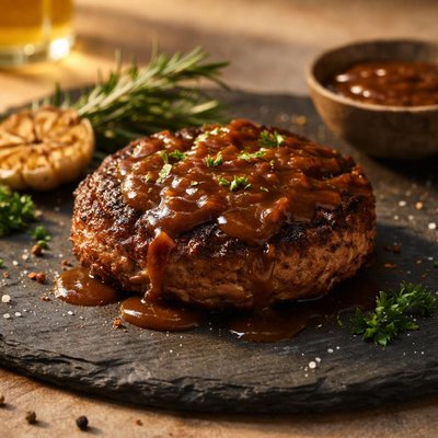 Burger patty with sauce