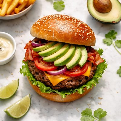 Burger with avocado