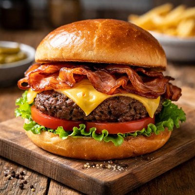 Burger with bacon