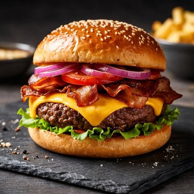 Burger with bacon and cheese
