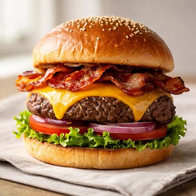 Burger with cheese and bacon