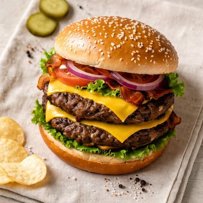 Burger with double patties