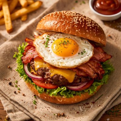 Burger with egg