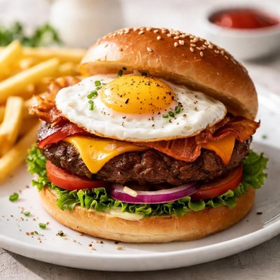 Burger with fried egg