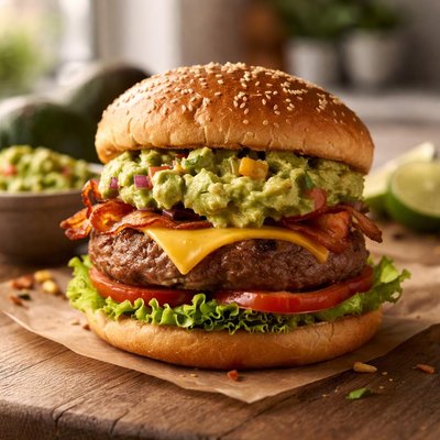 Burger with guacamole