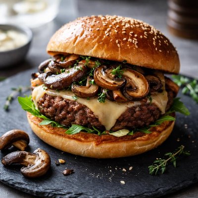 Burger with mushrooms