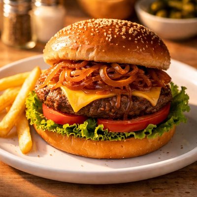 Burger with onions