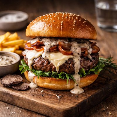 Burger with truffle sauce
