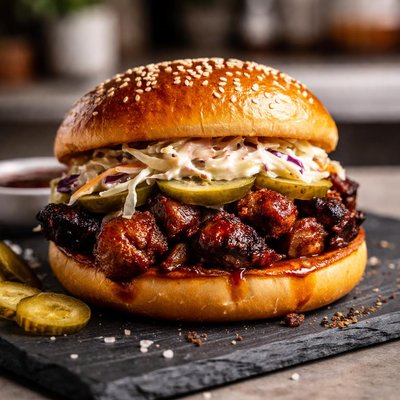 Burnt ends sandwich