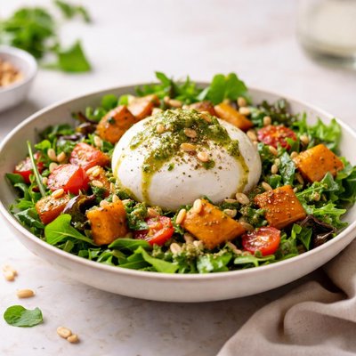 Burrata pesto pumpkin salad