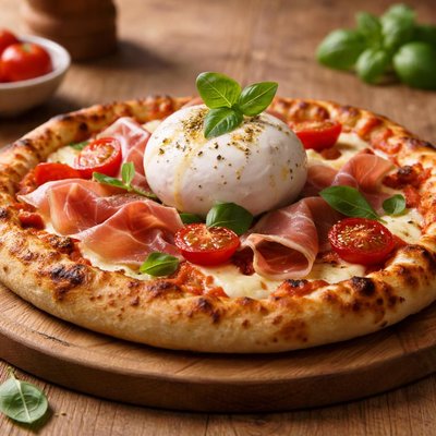 Burrata prosciutto pizza