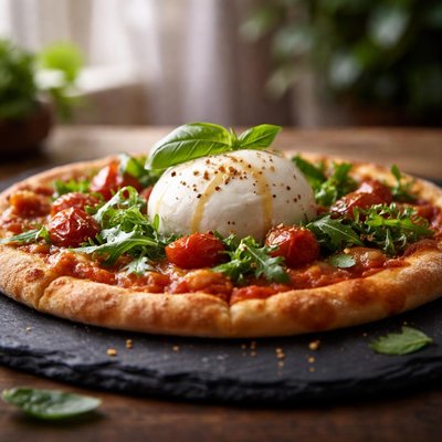 Burrata thin crust pizza