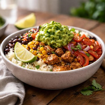 Burrito bowl with guacamole