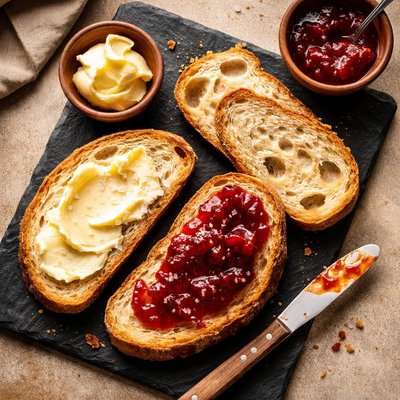 Butter and jam bread