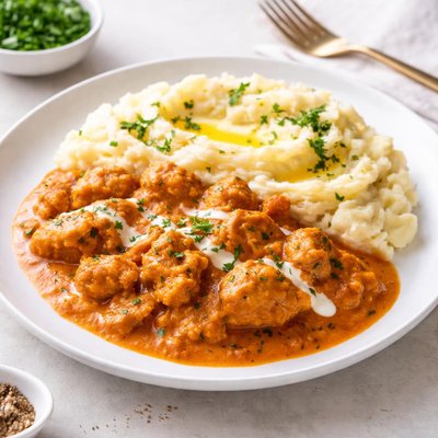 Butter chicken and mashed potato