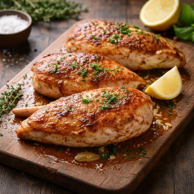 Butter fried chicken breast