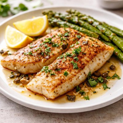 Butter pan fried white fish