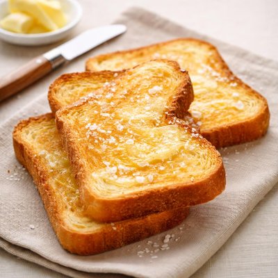 Buttered and toasted bread