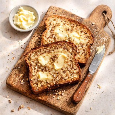 Buttered multigrain toast