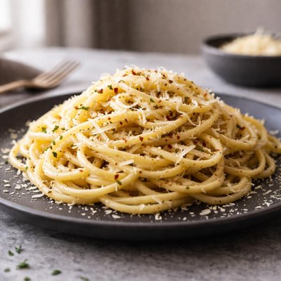 Buttered pasta with garlic and parmesan