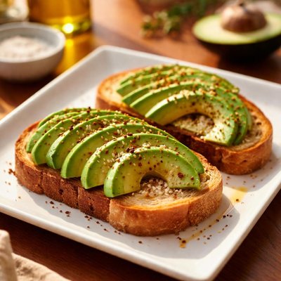 Buttered toast with avocado
