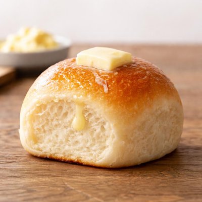 Buttered white dinner roll