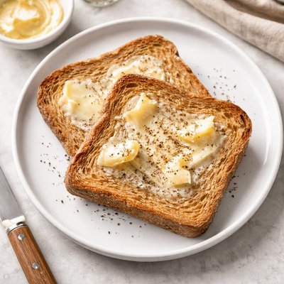 Buttered whole grain toast