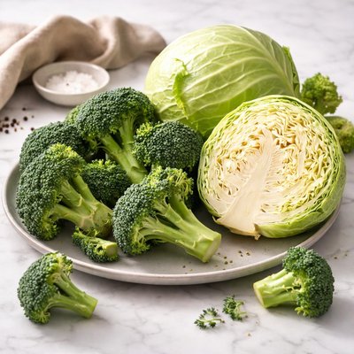 Cabbage and broccoli