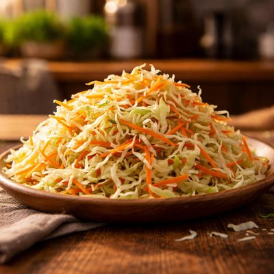 Cabbage and carrot shredded