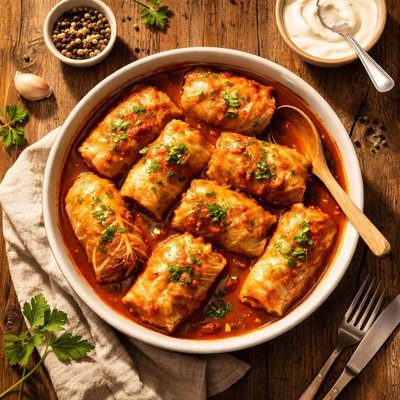 Cabbage rolls with meat