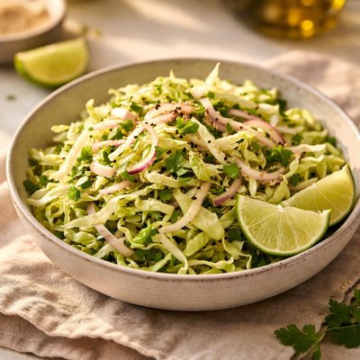 Cabbage salad with sesame seeds and lime