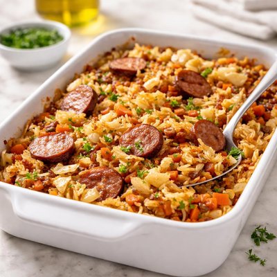 Cabbage sausage casserole