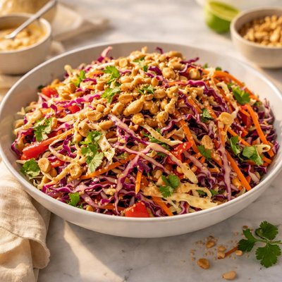 Cabbage slaw with peanut dressing