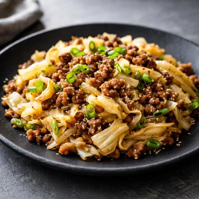 Cabbage stir-fry with ground meat