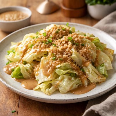 Cabbage with sesame sauce