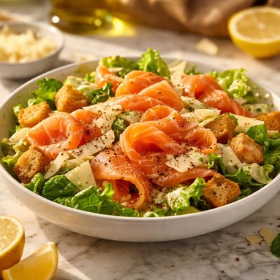Caesar salad with smoked salmon