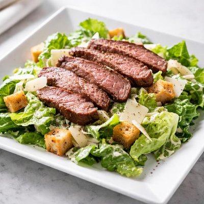 Caesar salad with steak