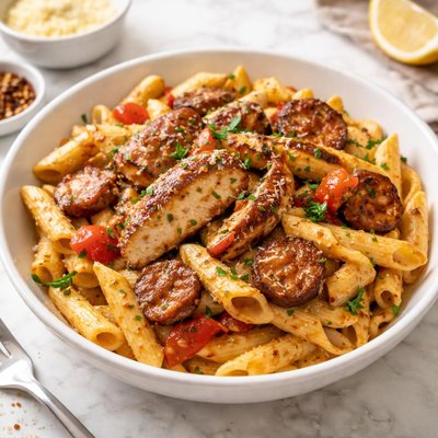 Cajun pasta with chicken and andouille sausage cream sauce