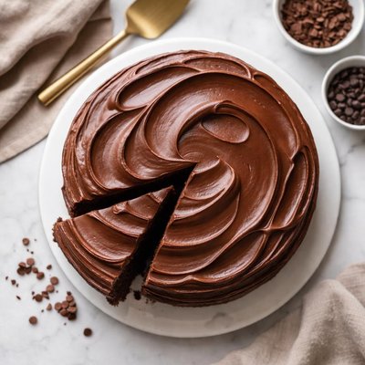 Cake with chocolate frosting