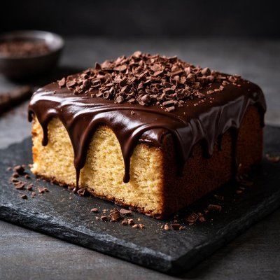 Cake with chocolate icing
