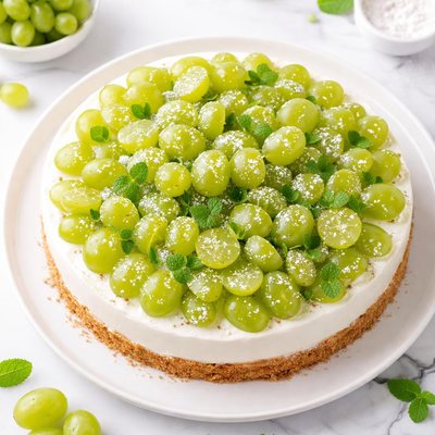Cake with green grapes