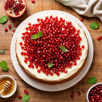 Cake with pomegranate seeds