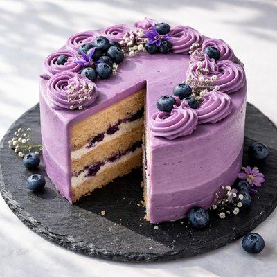 Cake with purple frosting