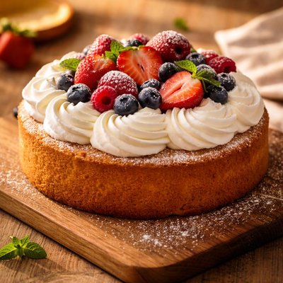 Cake with whipped cream
